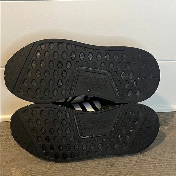 Adidas NMD R1 V2 Script Black Athletic Sneakers - Men's Size 5 - Picture 8 of 9